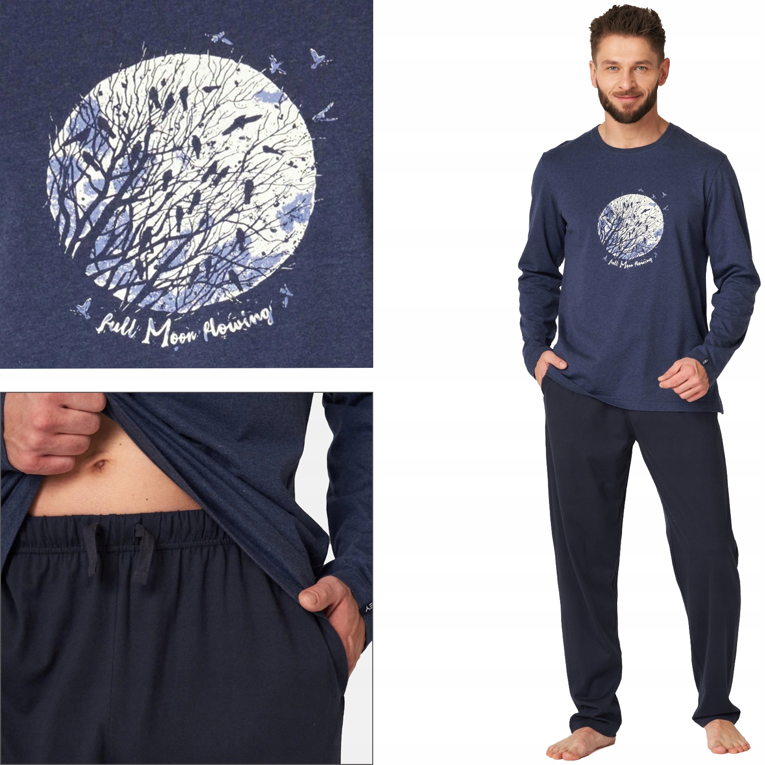 Key pánské pyžamo s dlouhým rukávem dlouhé kalhoty Mns tmavě modrá vel XXL