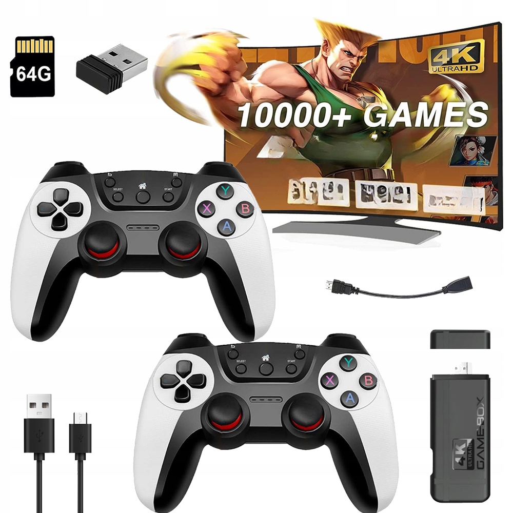 Konsola Do Gier Bezprzewodowy Joystick Podwójny 4K Klasyczny 30 000 Gier
