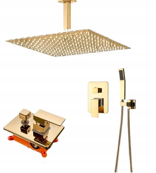 Zlatá stropná sprchová batéria – Gold Poler 40