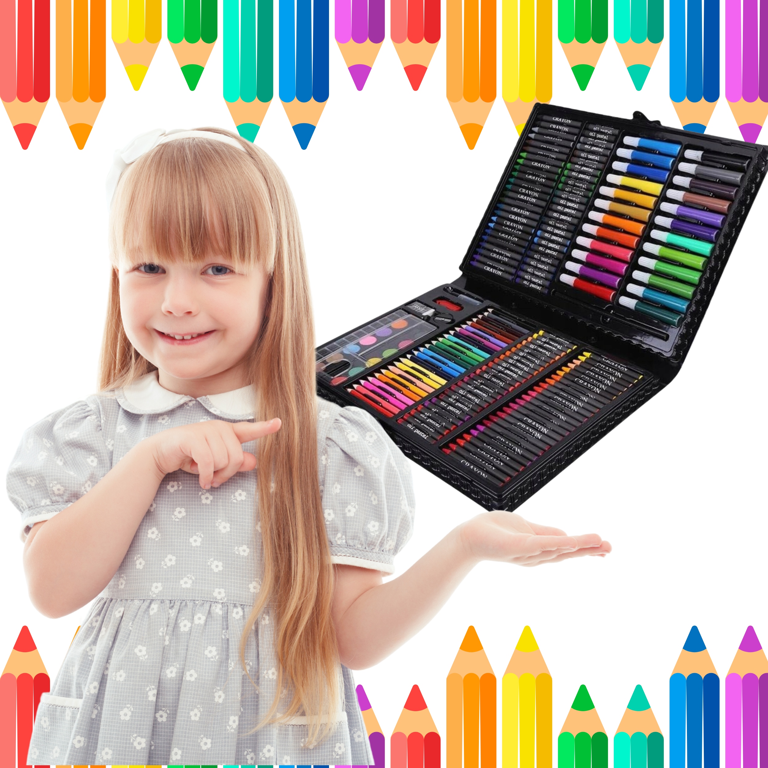 ZESTAW ARTYSTYCZNY DO MALOWANIA WYPRAWKA DLA DZIECI WALIZKA SZKOLNA DUŻY XL Marka inna