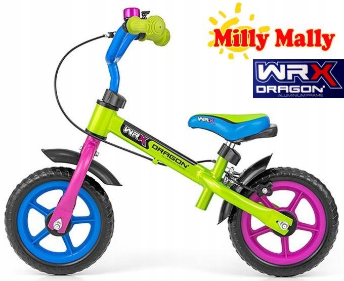 Lekki Aluminiowy Rowerek biegowy 10" Milly Mally Wrx Mix Hamulec
