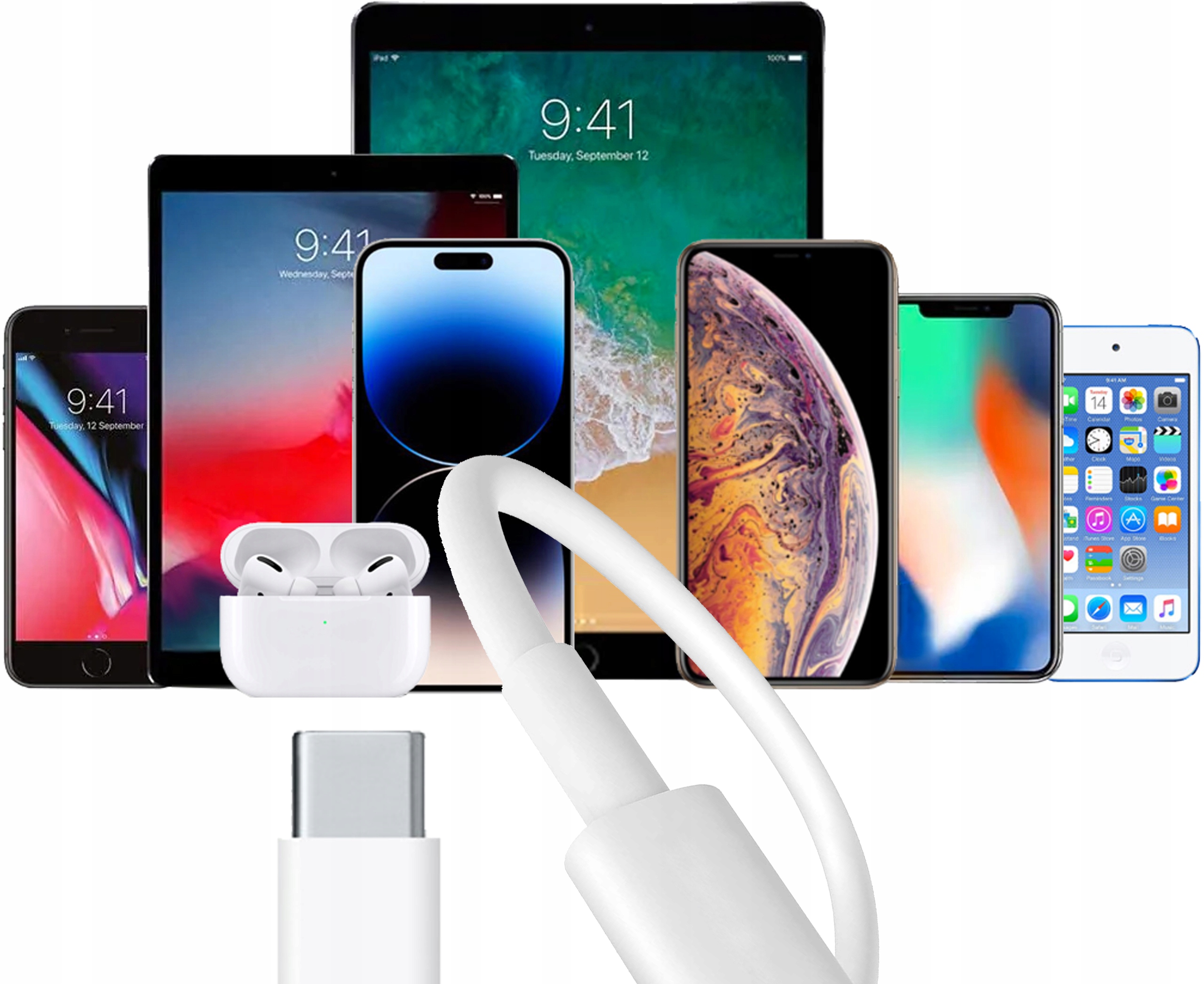 SZYBKA ŁADOWARKA USB-C 20W +KABEL 1M do IPHONE 15 / 15 Pro / Plus / Pro Max Kod producenta Sieciowa kostka z przewód do Type C Typ 20W