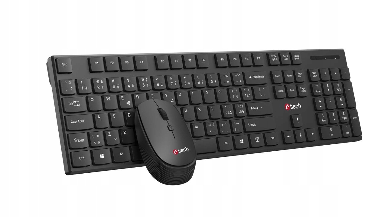 Klawiatury C-tech WLKMC-03, bezprzewodowy zestaw combo z myszami, czarny, Usb, Cz Pl