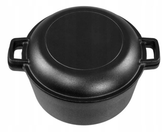 GARNEK ŻELIWNY BRYTFANNA GĘSIARKA 4,5L Z POKRYWĄ DO PIECZENIA CHLEBA MIĘSA Linia ŻELIWO