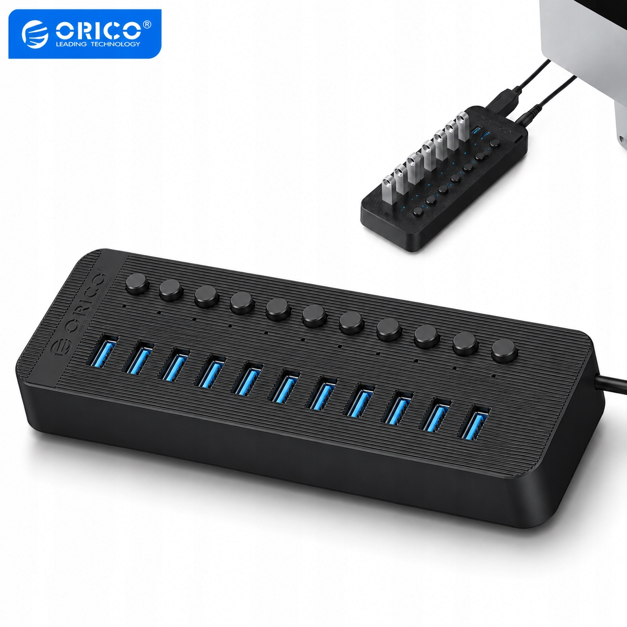 Multifunkční Hub Adapater 16v1 Usb-a 3.0 S Vypínači 12V 6,5A 78W Orico