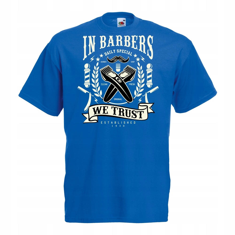 

Koszulka barber wąsy maszynka brodacz XL niebieska