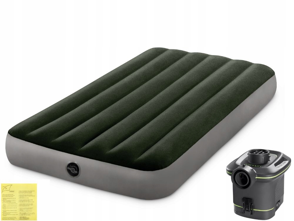 Materac Dmuchany Welurowy Łóżko z Pompką na Baterie Intex 64777 Model 2025