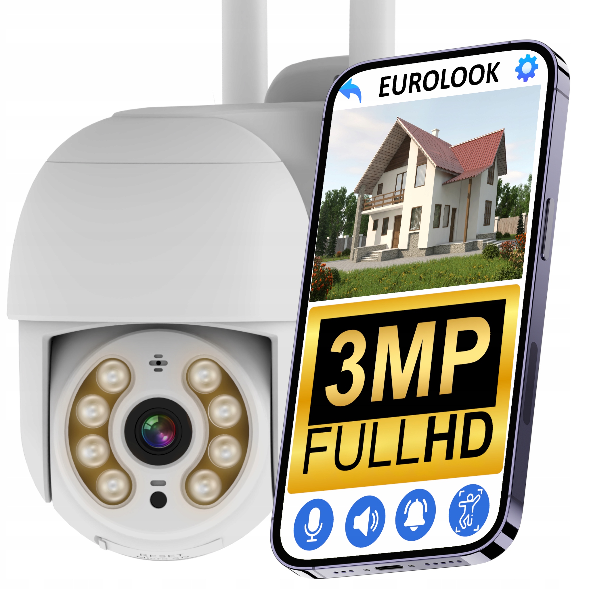 WiFi Smart Ip venkovní otočná kamera Full Hd 3MPx 1080P 4xZOOM Detekce