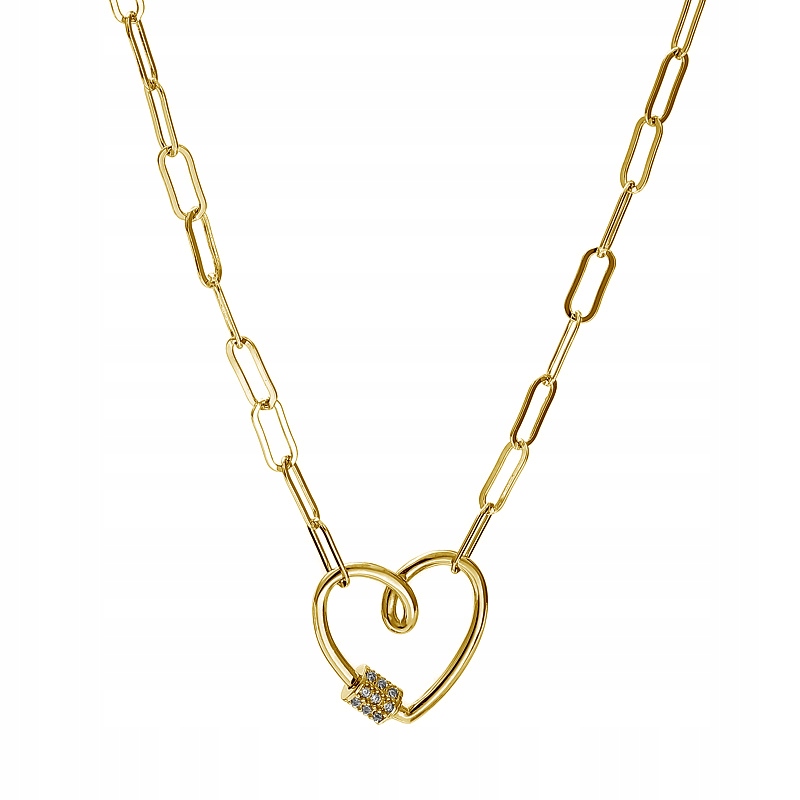 Stříbrný náhrdelník Ag 925 pozlacené srdce N05112