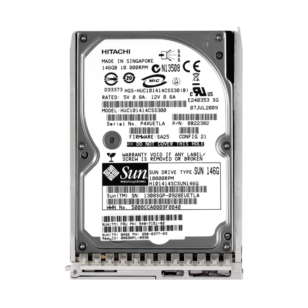 Sun 540-7151-02 390-0377-03 146GB 10K 16MB Sas 2.5" Hdd 146GB 10K ot./min Sas 2,5" Disk