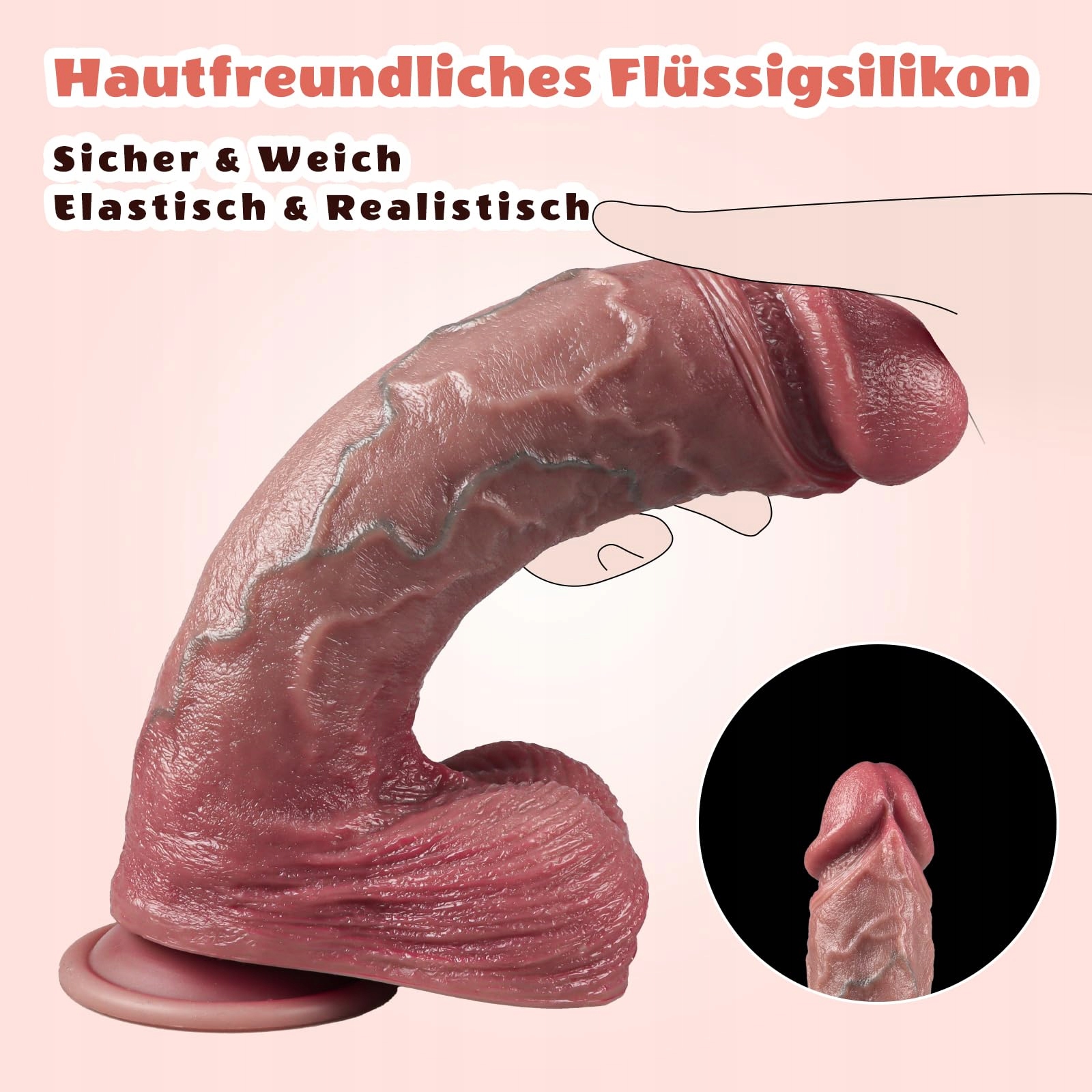 XXL REALISTYCZNY DILDO 27.5CM Z SILIKONU DLA KOBIET Z MOCNYM PRZYSSAWKĄ — miniatura 4