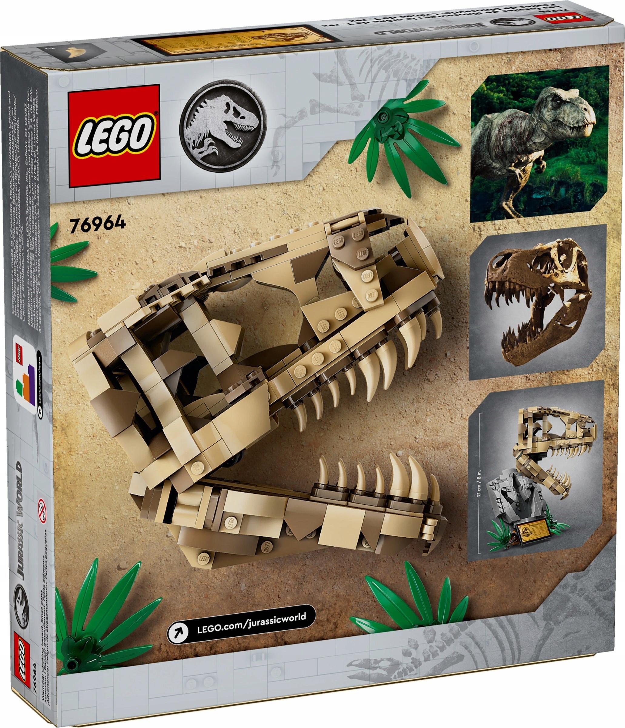 LEGO DINOZAURY 76964 SZKIELETY DINOZAURÓW CZASZKA TYRANOZAURA T-REX + TORBA Liczba elementów 577 szt.