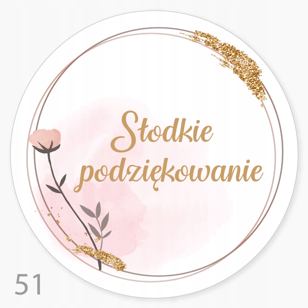 

Naklejka, Ślub Słodkie Podziękowanie fi55 48szt