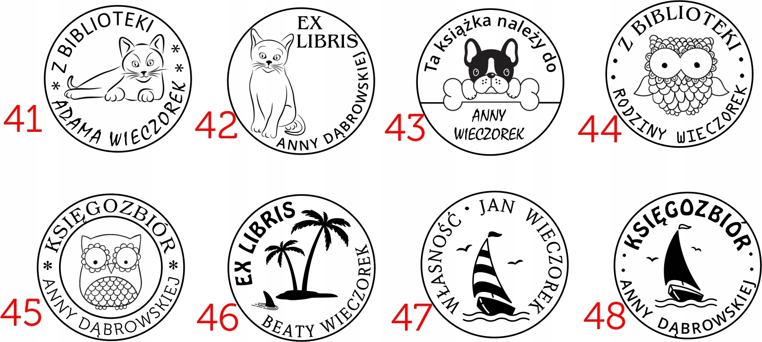 GRYF PIECZĄTKA OKRĄGŁA EX LIBRIS STEMPEL 4 CM **NOWE WZORY** Rodzaj Tradycyjna