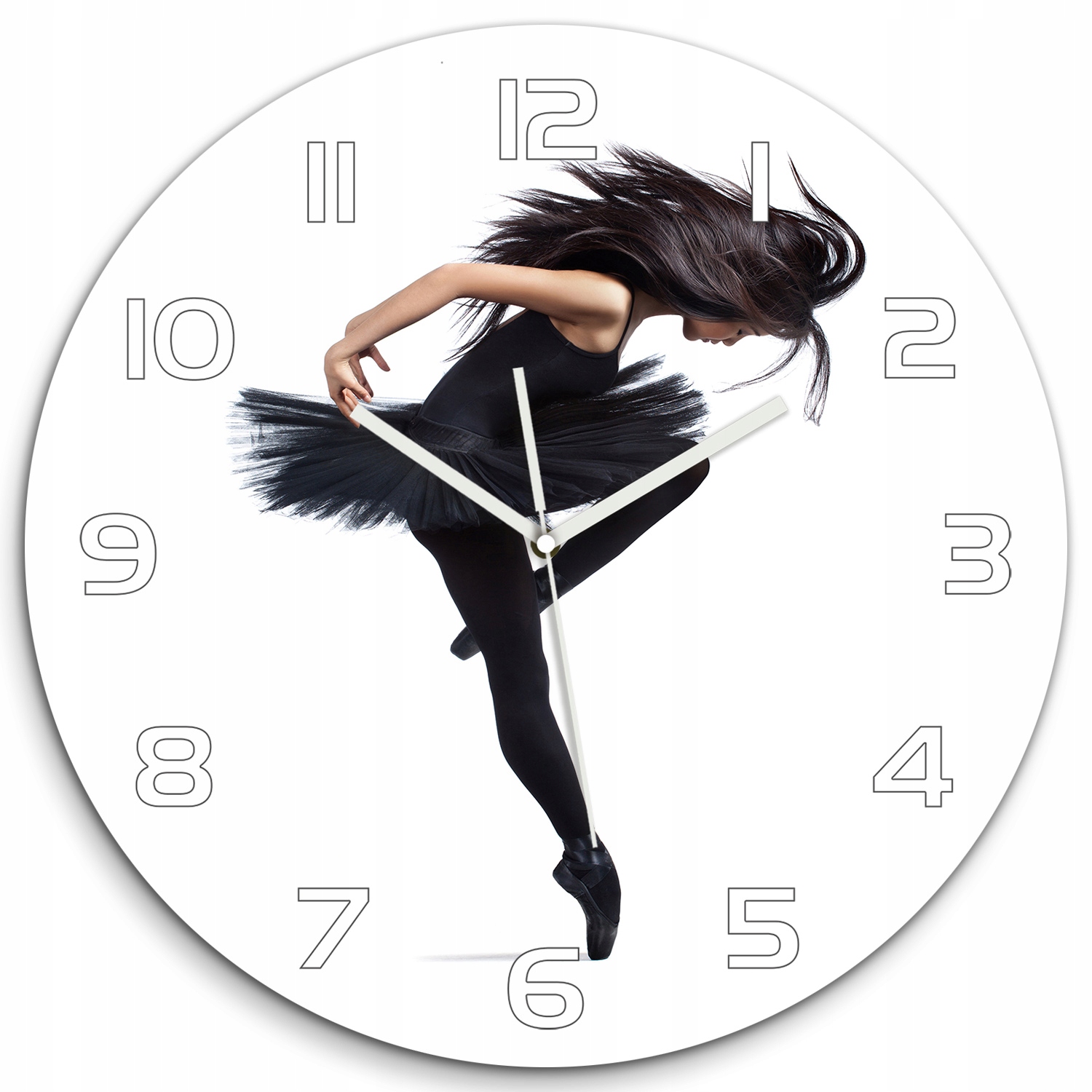 

Duży okrągły zegar szkło hartowane Baletnica fi 60