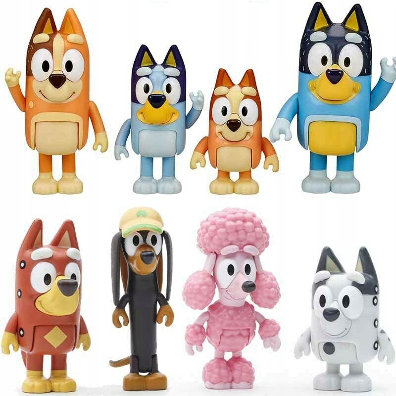 

8 Sztuk Figurki Bluey i Bingo rodzina przyjaciele