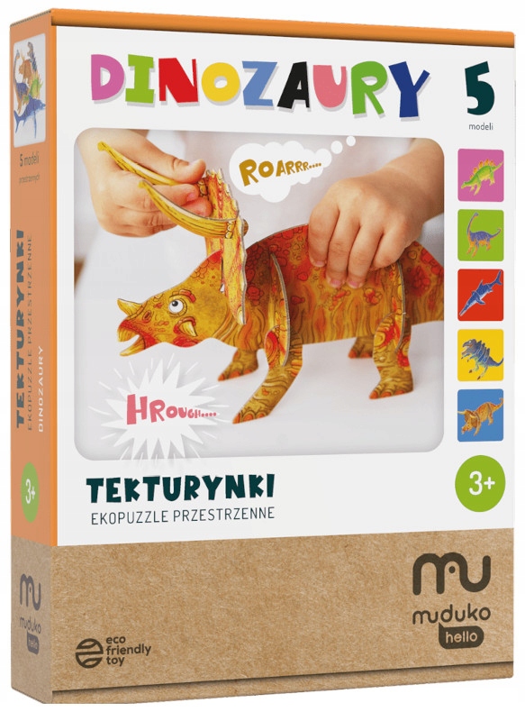 MUDUKO EKOPUZZLE PRZESTRZENNE DINOZAURY 5 MODELI Liczba elementów 5