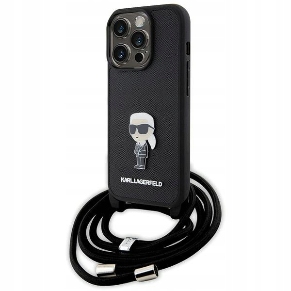 Etui Karl Lagerfeld iPhone 15 Pro 6.1" hardcase czarny Crossbody Saffiano