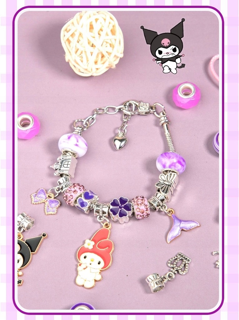 ZESTAW KUROMI KORALI KIELEMENTY ROBIENIE BRANSOLETEK BIŻUTERII CHARMS Głębokość produktu 10 cm