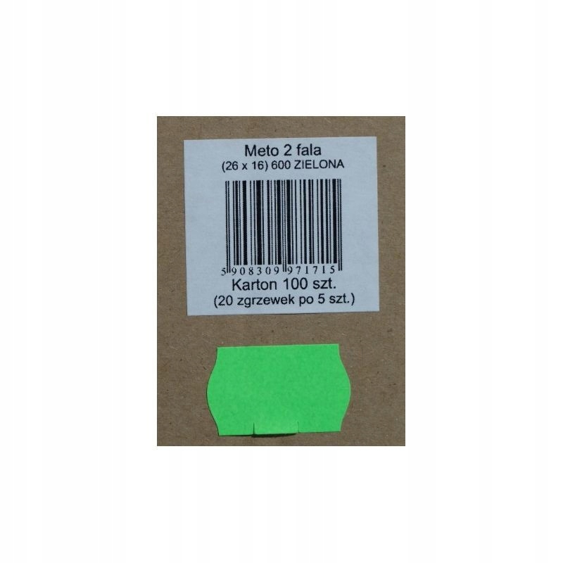 ETYKIETA METKA FALA 2 RZĘDOWA FLUOR ZIELONA 5 SZT.