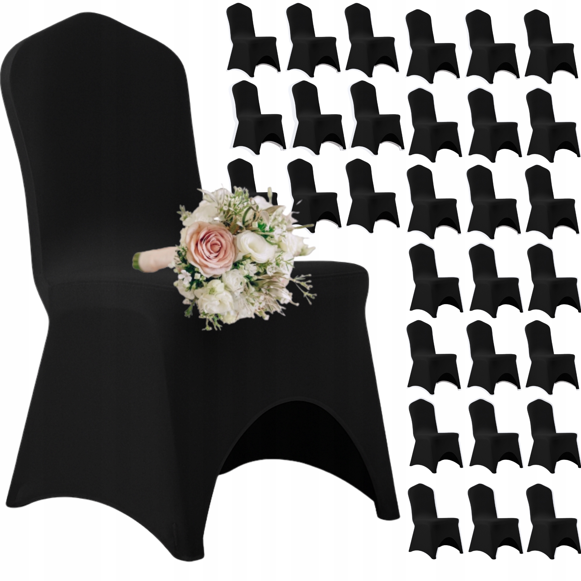 50 Ks Potah Na Banketové Křeslo 190g Černá Svatba Svaté Přijímání Elastický