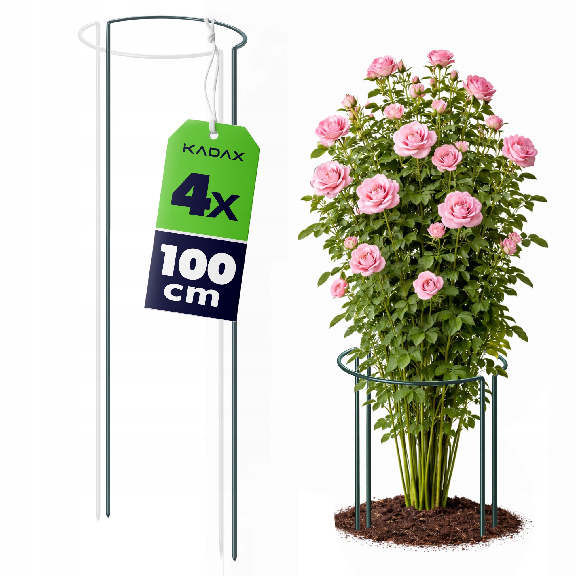 4 SZT. PODPORA DO ROŚLIN 100 cm HORTENSJI RÓŻ KWIATÓW METALOWA PÓŁOKRĄGŁA
