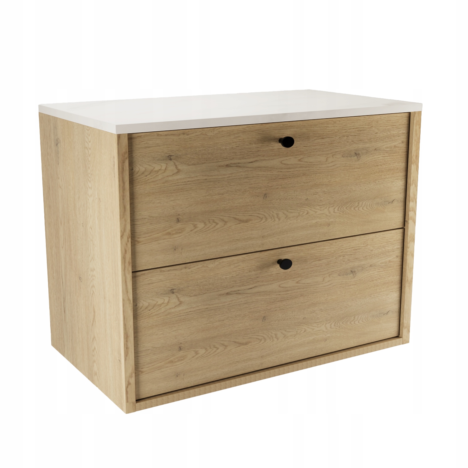 Skříňka pod umyvadlo 80 cm Dub Cremona s deskou Bílý mramor Belino