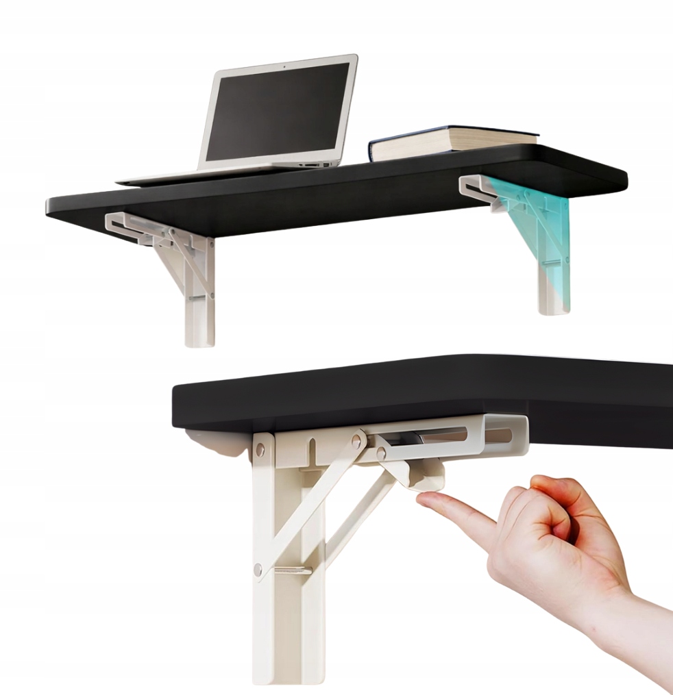 Skládací Nástěnný Stolek S Sklápěcí Deskou Dikom 60x20 cm, police Černá