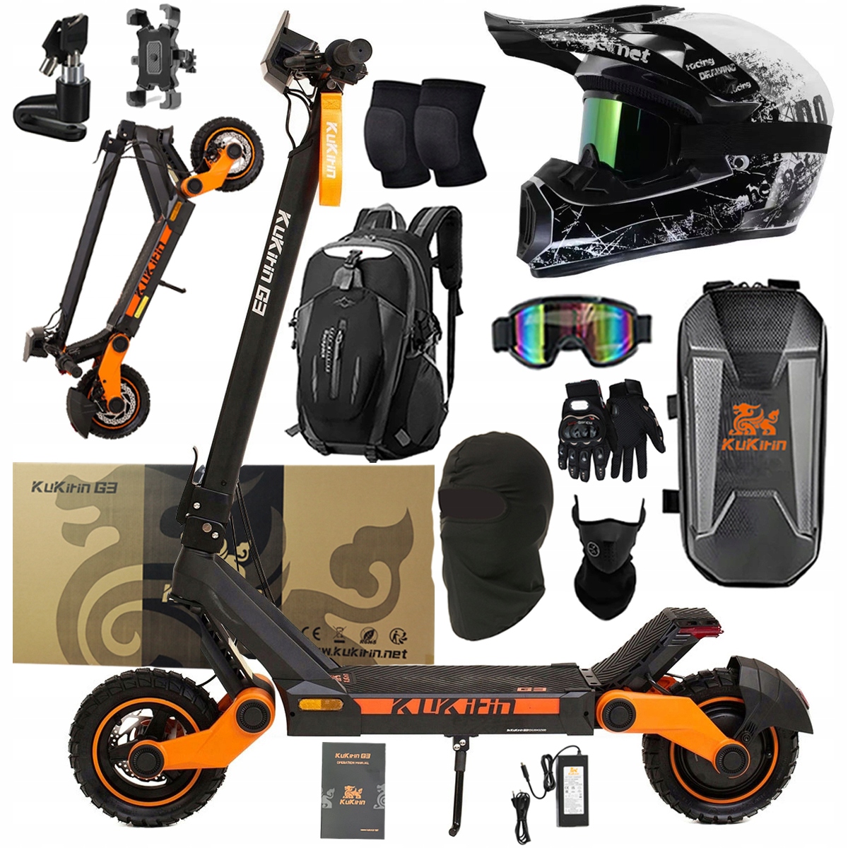 KuKirin G3 Składany Pojazd elektryczny dla dorosłyc 1200W 50km/h PL+Prezent