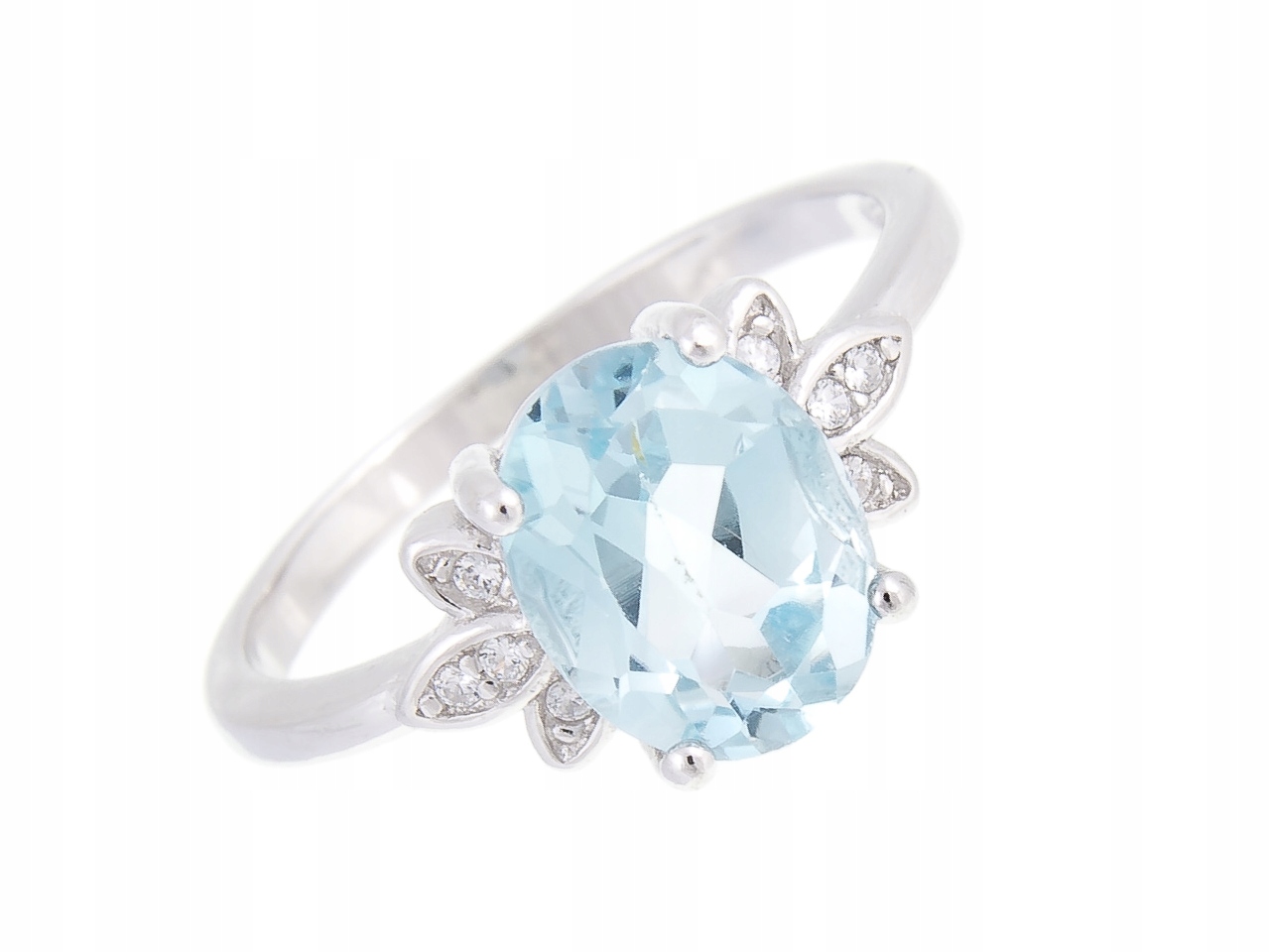 Stříbrný Prstýnek Vel Sky Blue Přírodní Topaz