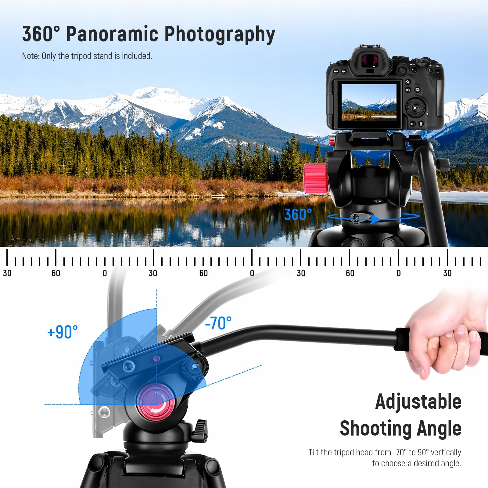 NEEWER Statyw Wideo 200cm Aluminiowy Z Głowicą 360° Do DSLR 8kg Udźwig — miniatura 6