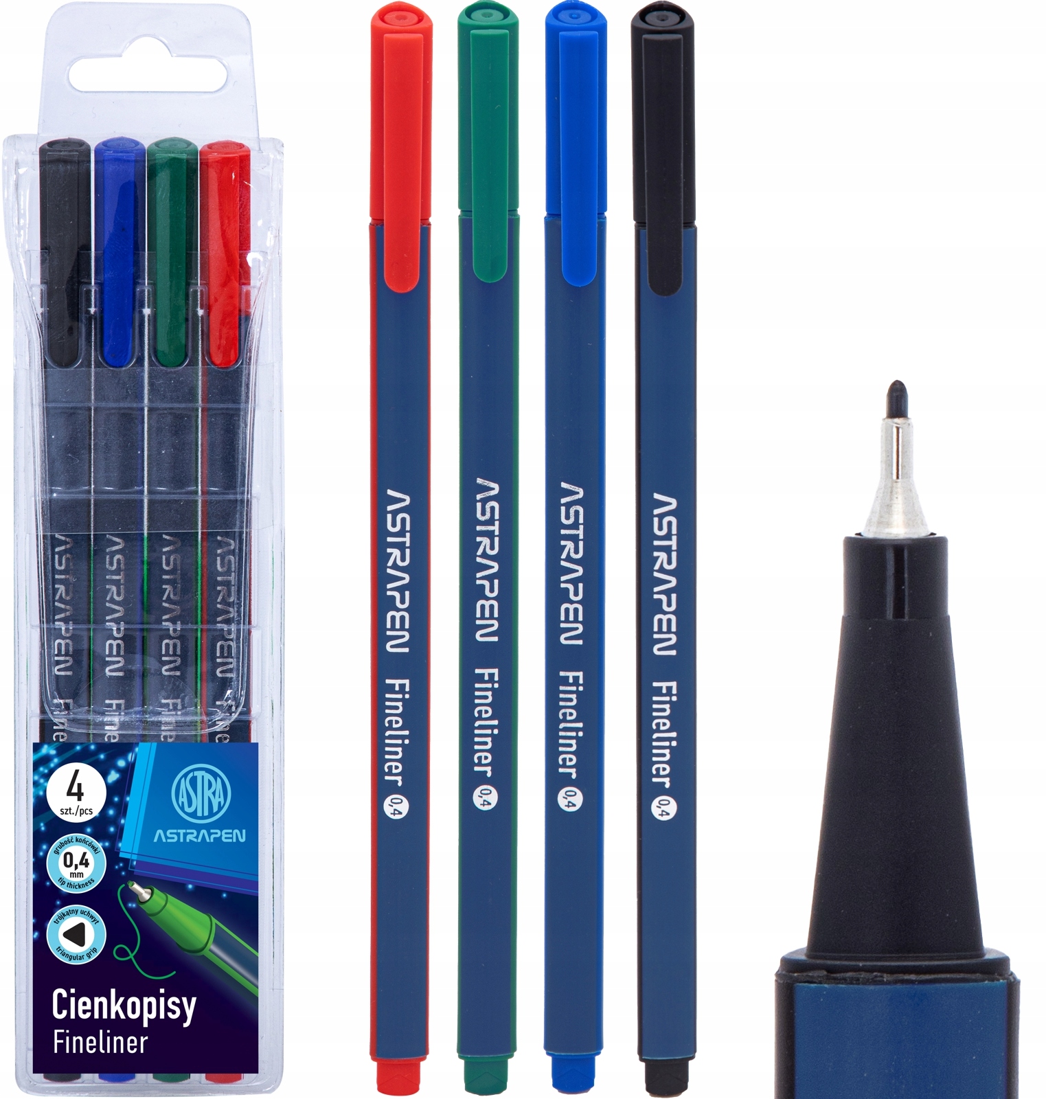 Astra CIENKOPISY TRÓJKĄTNE Zestaw 4 kolory