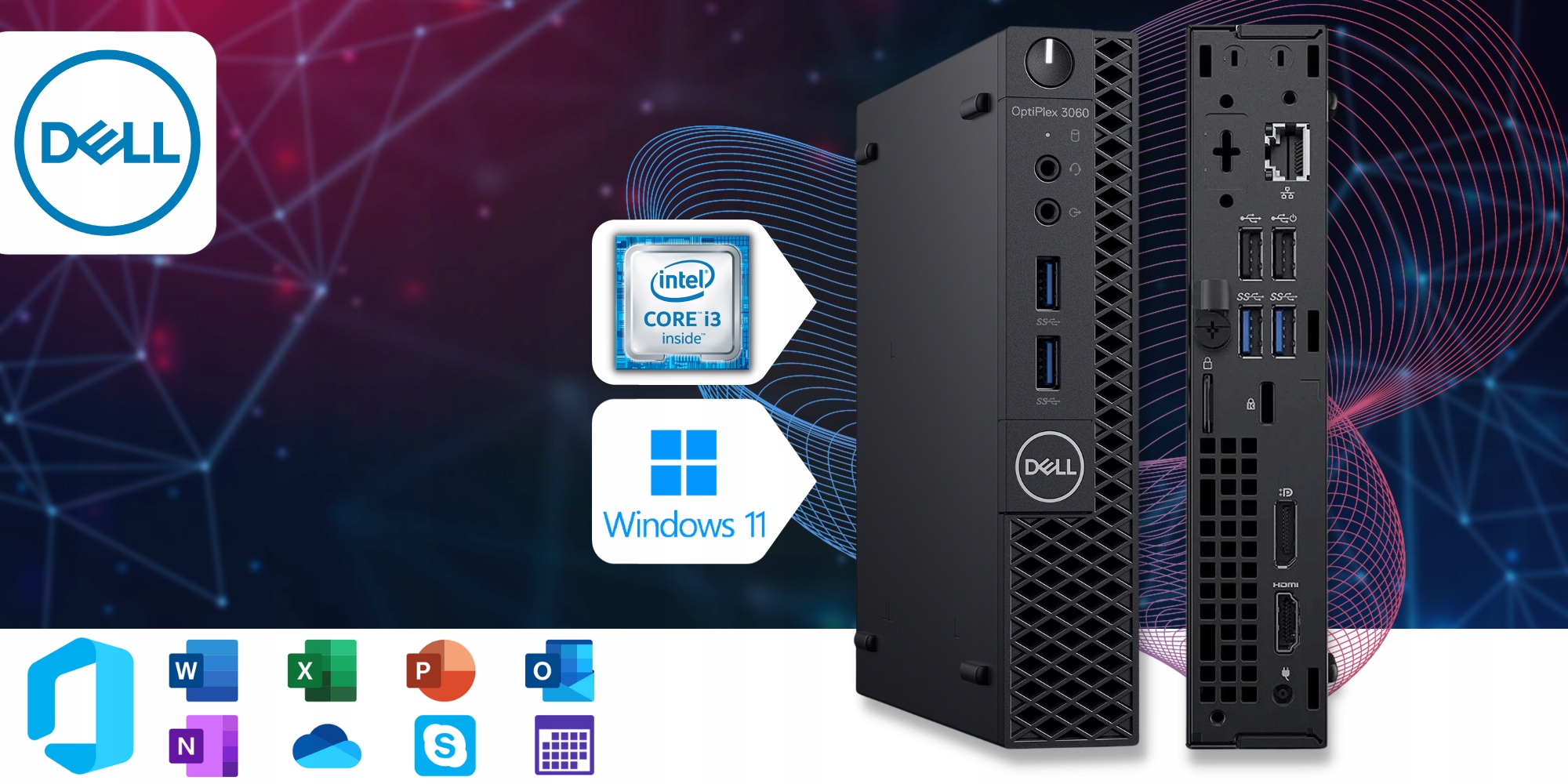 Mini Komputer Dell Optiplex 3060 Tiny I3 8GEN 16GB Nowy 256SSD Win11 Typ pamięci RAM DDR4