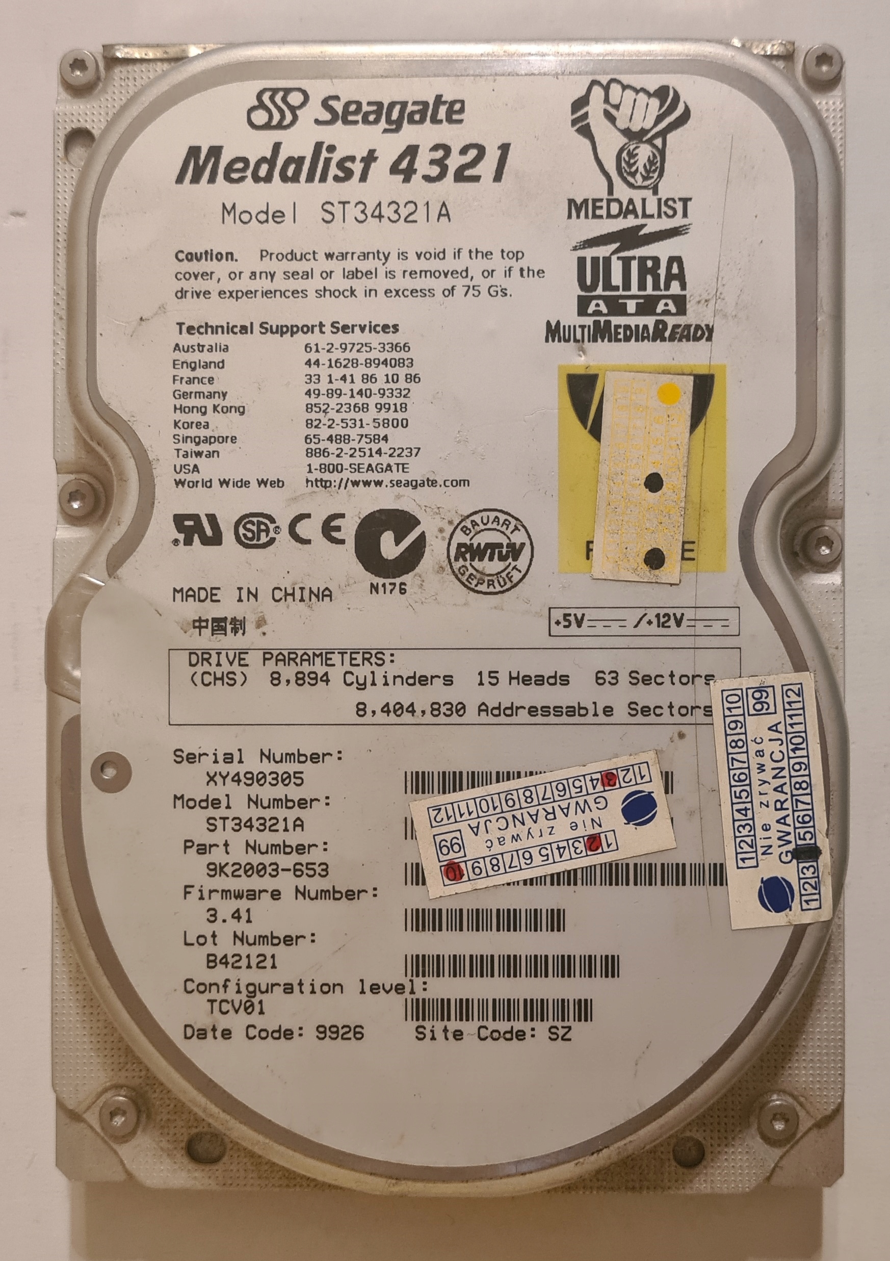 Seagate ST34321A 4,3 GB Producent Seagate