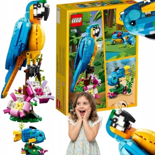 Klocki Lego 3w1 Egzotyczna Papuga Keatywna Zabawa Radość I Rozwój