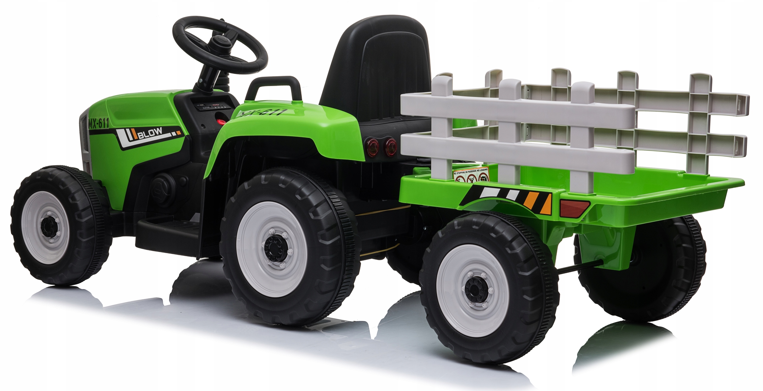TRAKTOR na akumulator z przyczepką LED muzyka PREZENT dla dziecka zielony