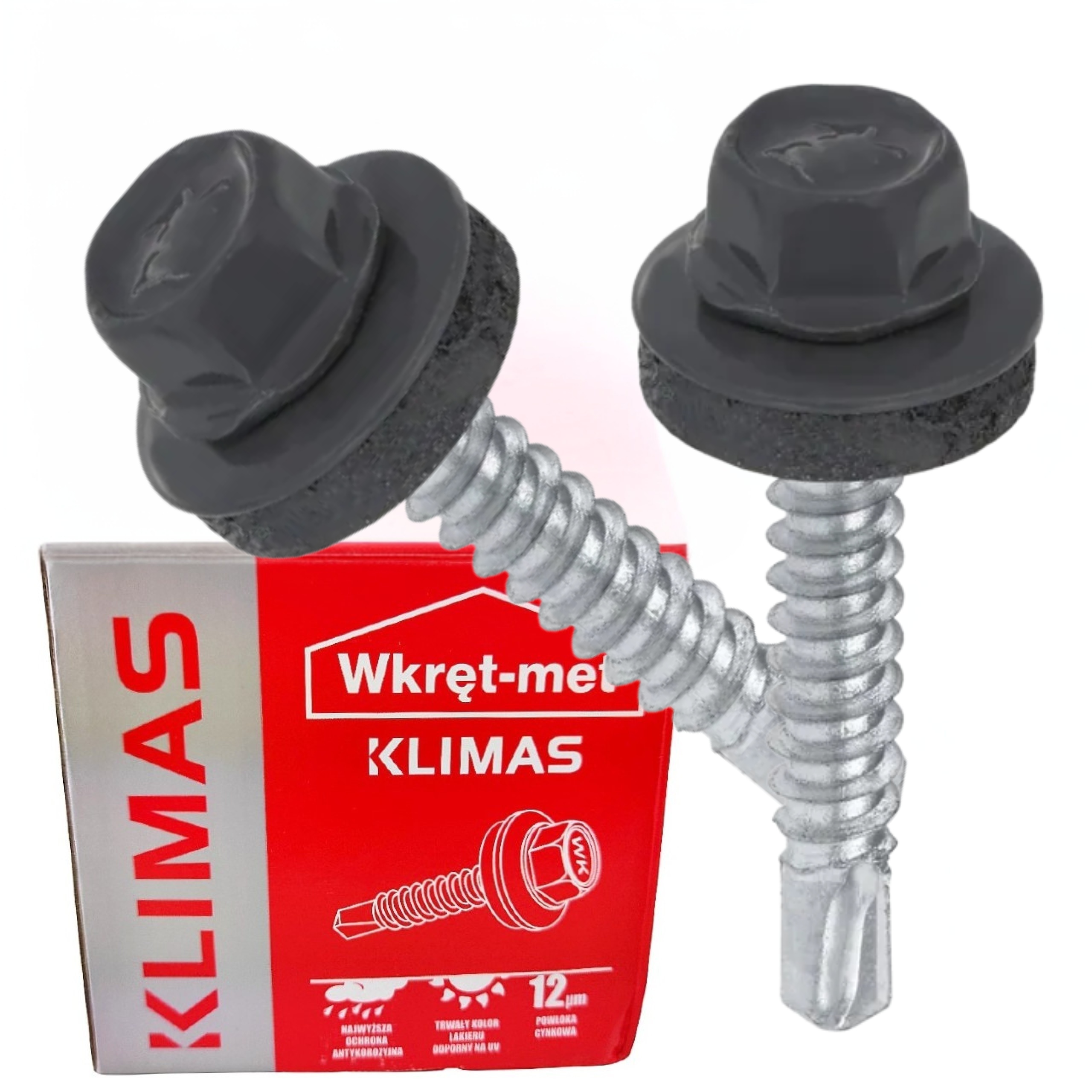 Wkręty farmerskie do metalu 5,5x19 kolor szary grafit Ral 7024 350sz Klimas