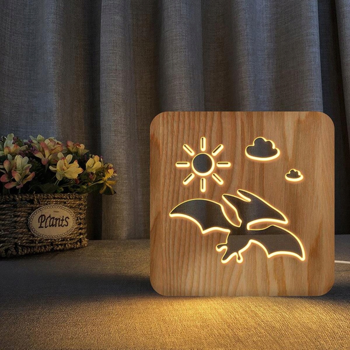 

Lampka Nocna 3D Led Drewniana Pterozaur Prezent
