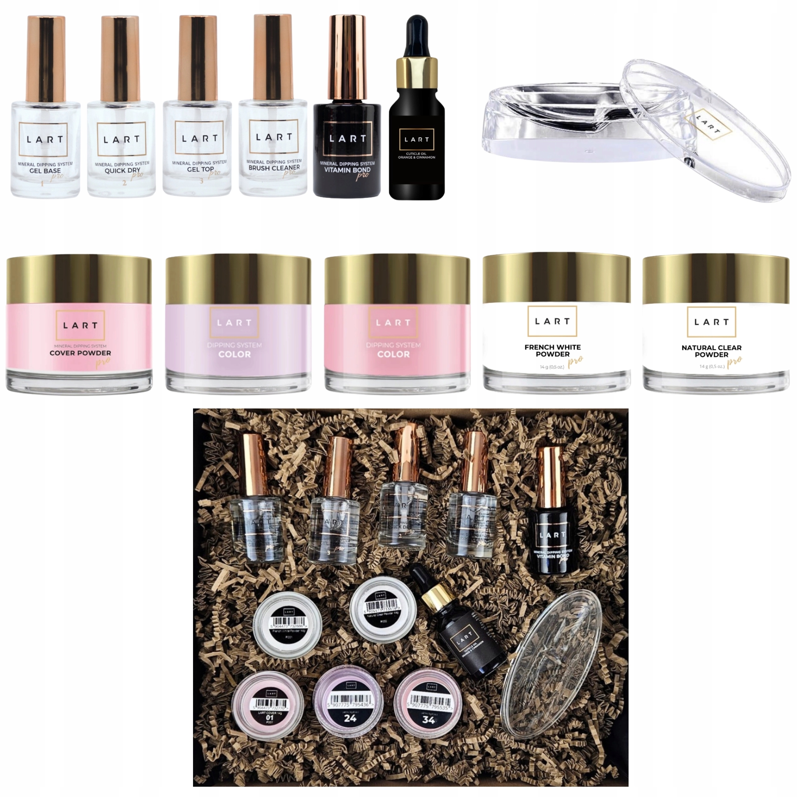Titanová manikúra Startovací Sada Start Kit dip Lart KOLOR+Příslušenství French