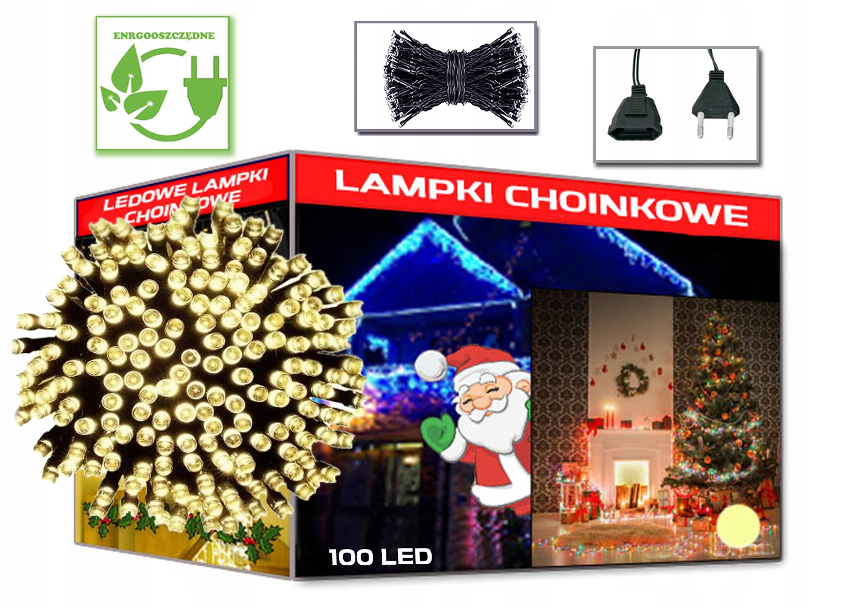 

Lampki Choinkowe białe ciepłe 100 Led Świąteczne
