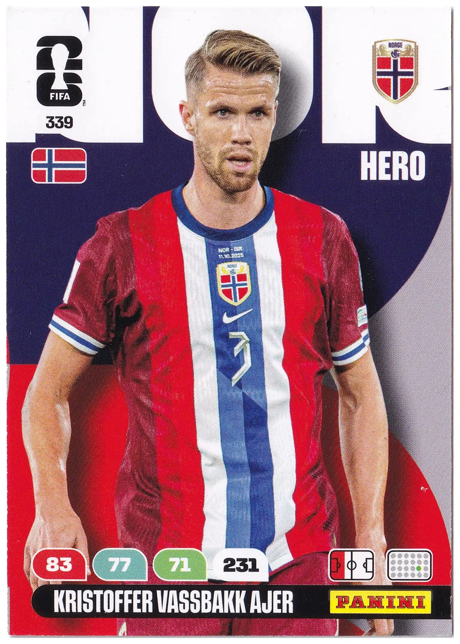 #339 Kristoffer Vassbakk Ajer Panini Fifa World Cup 2026 Base
