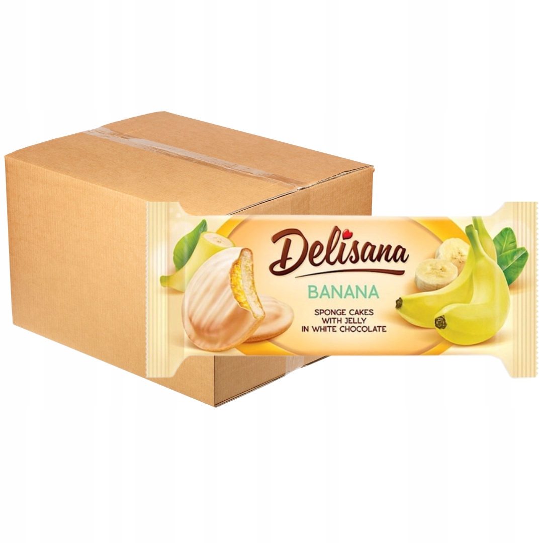 Delisana Ciastka z galaretką bananową w białej czekoladzie 135g x 28 sztuk