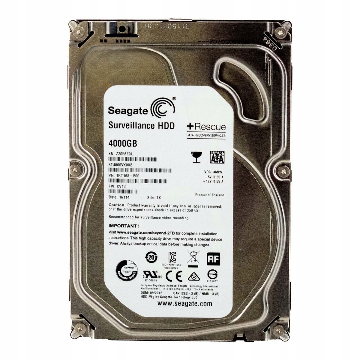 Seagate Surveillance Hdd 4TB 5.9K 64MB Sata III 3.5'' ST4000VX002