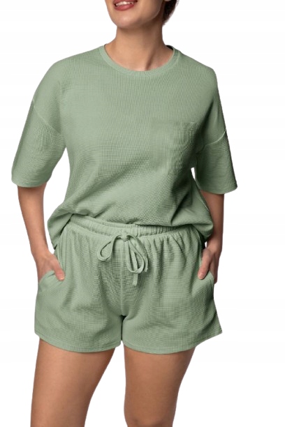 Mona Dámské bavlněné pyžamo Cozy shortsleeve pistáciová S