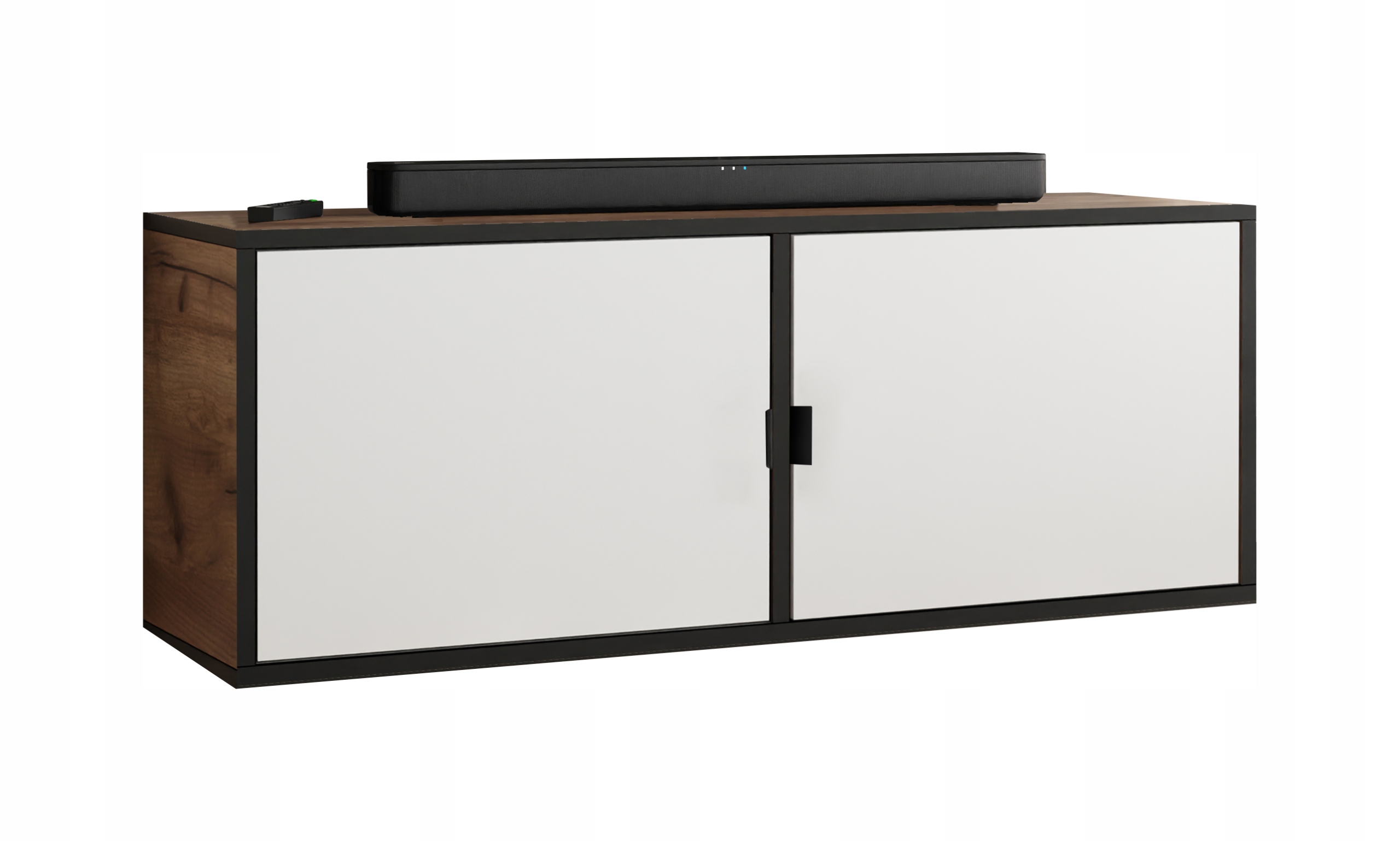 Rtv skříňka Luna 2 černá s čely, dub craft zlatý bílá