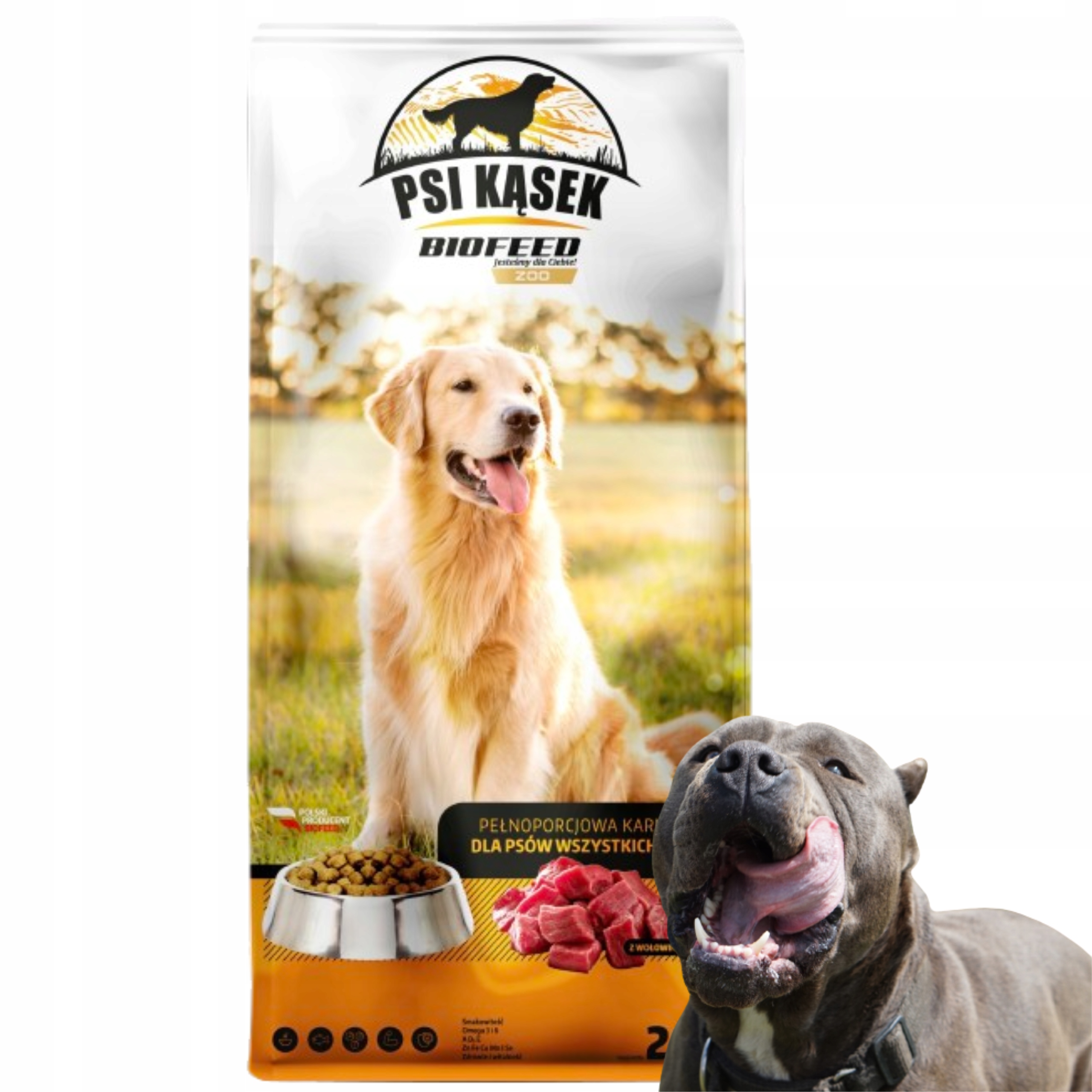 BIOFEED PSI KĄSEK Z WOŁOWINĄ 20 KG WSZYSTKIE RASY Kod producenta KMF-0556