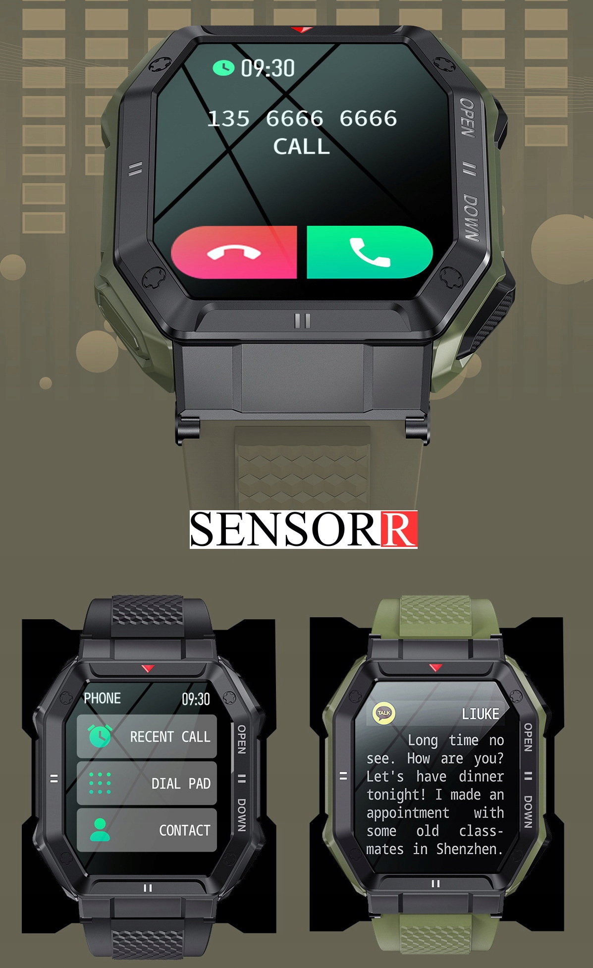 MOCNY WOJSKOWY ZEGAREK MĘSKI SMARTWATCH ROZMOWY SMS POLSKIE MENU ORYGINALNY Kompatybilność systemowa Android iOS