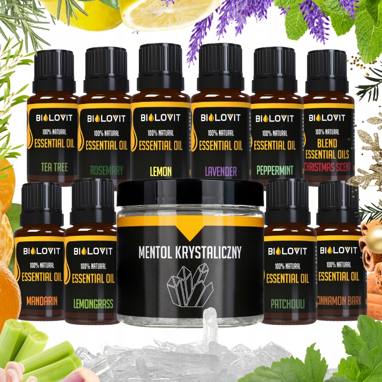 Éterické saunové oleje 10 ml x 10 Krystalický mentol Aromaterapie 100 g