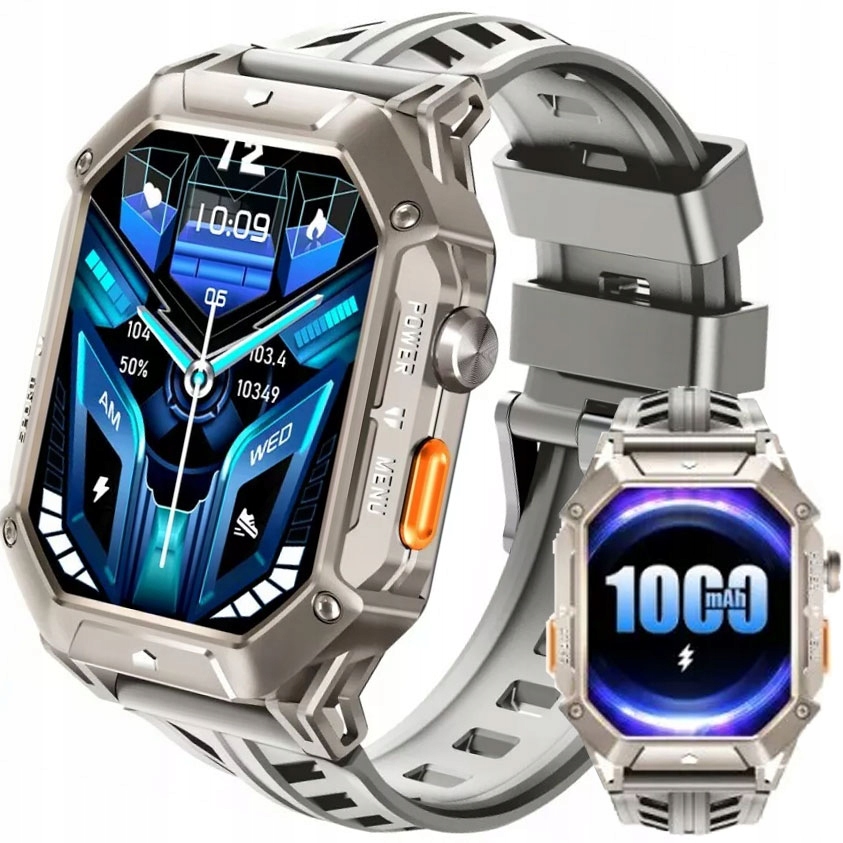 Chytré Hodinky Pánské Vojenské Vodotěsné Hovory Polské Menu Amoled 1000 mAh