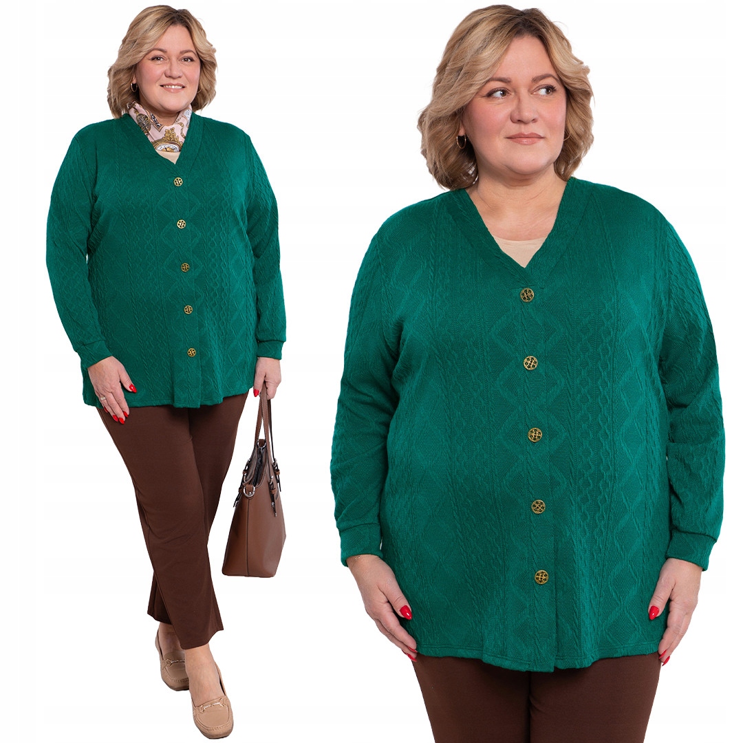 Zelený svetr s knoflíky plus size velikost 56/58